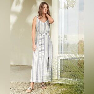 The White Company Linen Front Split Stripe Dress *price drop 💚*